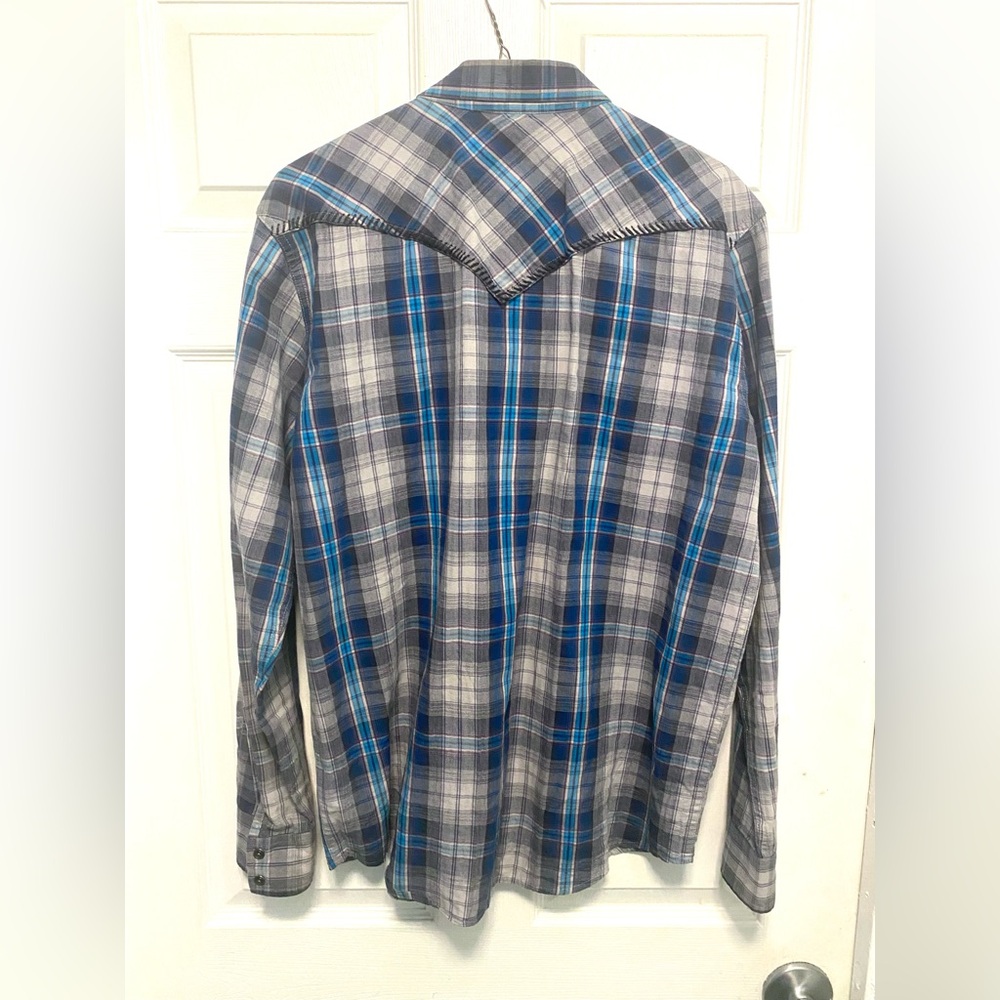 Men's Blue Plaid Shirt - Picture 3 of 6